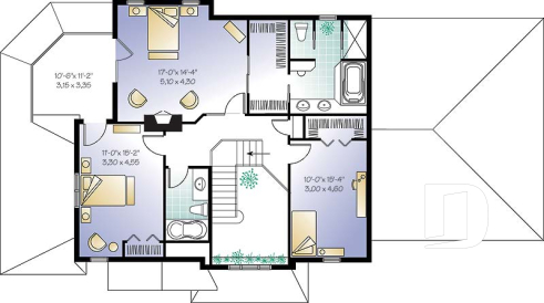 Étage - Maison traditionnelle américaine, 3 chambres, salon en contrebas, bureau, belle lumière, garage double - Bainbridge