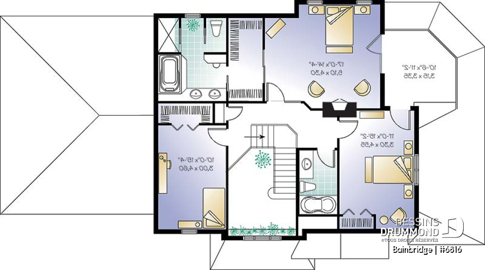 Étage - Maison traditionnelle américaine, 3 chambres, salon en contrebas, bureau, belle lumière, garage double - Bainbridge