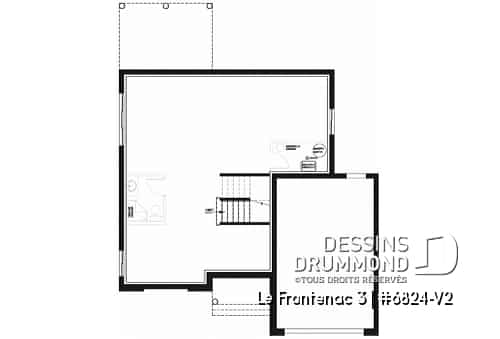 Sous-sol - Plan de style champêtre rustique avec garage, grande cuisine avec îlot, foyer, suites des parents, 3 chambres - Le Frontenac 3