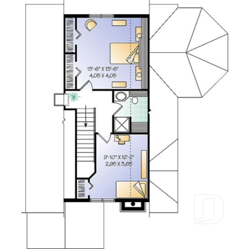 Étage - Maison genre chalet 4-saisons, chambre maître au r-d-c, foyer, vestibule, grande terrasse, abri moustiquaire - Cape Pelican