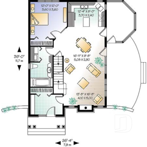 Rez-de-chaussée - Maison genre chalet 4-saisons, chambre maître au r-d-c, foyer, vestibule, grande terrasse, abri moustiquaire - Cape Pelican