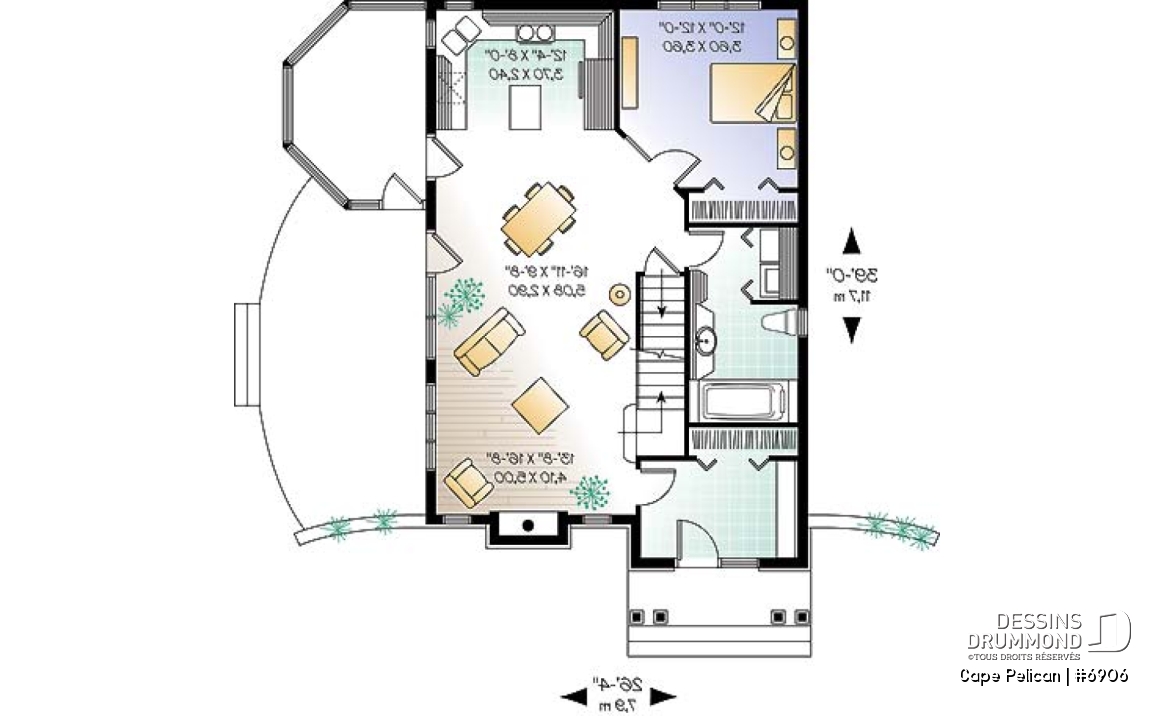 Rez-de-chaussée - Maison genre chalet 4-saisons, chambre maître au r-d-c, foyer, vestibule, grande terrasse, abri moustiquaire - Cape Pelican