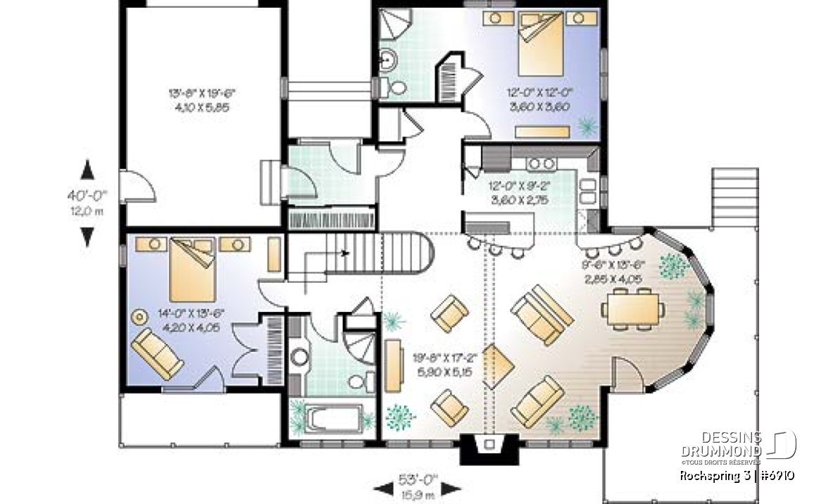 Rez-de-chaussée - Plan de maisono à vue panoramique, 2 grandes chambres et sous-sol aménageable, garage - Rockspring 3