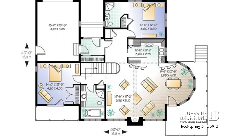 Rez-de-chaussée - Plan de maisono à vue panoramique, 2 grandes chambres et sous-sol aménageable, garage - Rockspring 3