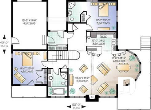 Rez-de-chaussée - Plan de maisono à vue panoramique, 2 grandes chambres et sous-sol aménageable, garage - Rockspring 3