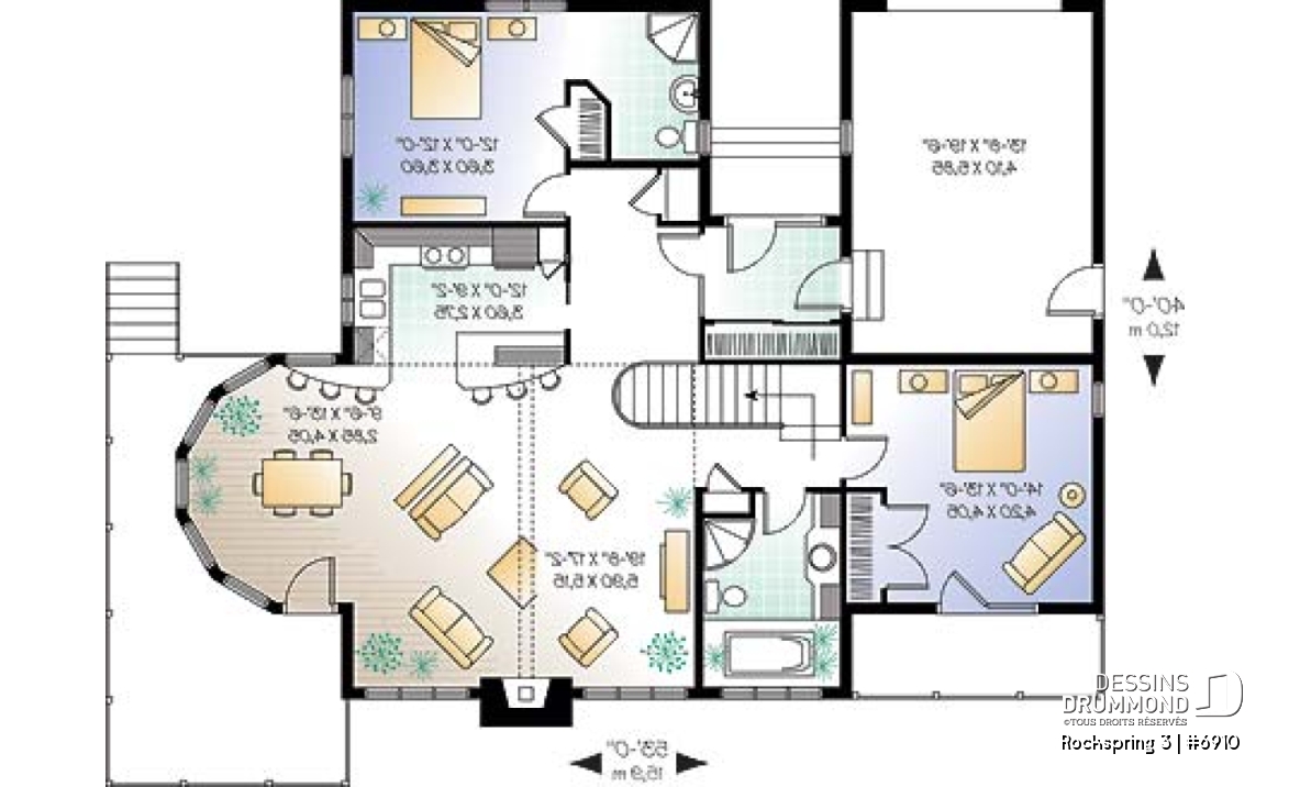 Rez-de-chaussée - Plan de maisono à vue panoramique, 2 grandes chambres et sous-sol aménageable, garage - Rockspring 3