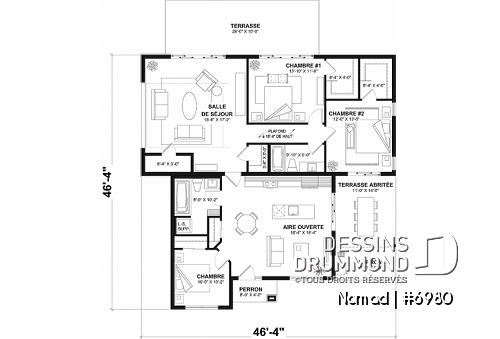 Rez-de-chaussée option 1 - Petite maison une chambre avec garage pour VR incl. option sans garage avec 3 chambres et 2 salles de bain - Nomad