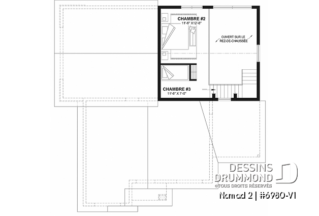 Étage - Maison de style farmhouse avec garage VR attaché, et une option proposant un logement 2 chambres à étage - Nomad 2