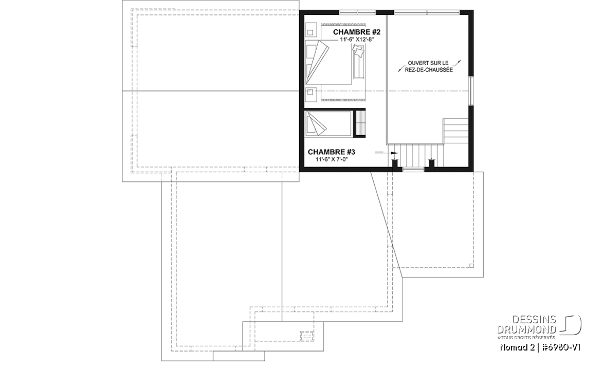 Étage option 1 - Maison de style farmhouse avec garage VR attaché, et une option proposant un logement 2 chambres à étage - Nomad 2