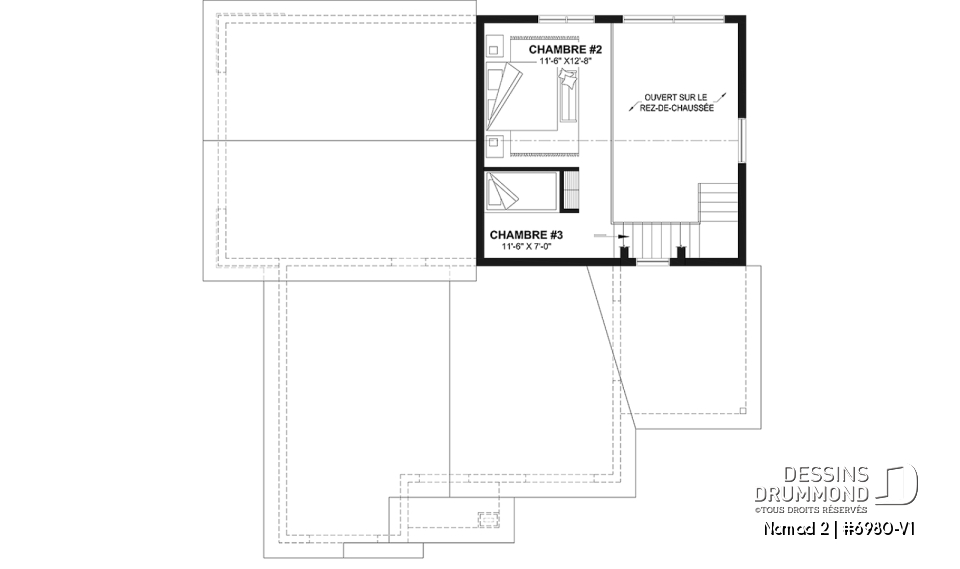 Étage option 1 - Maison de style farmhouse avec garage VR attaché, et une option proposant un logement 2 chambres à étage - Nomad 2