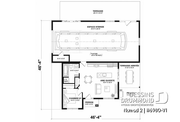 Rez-de-chaussée - Maison de style farmhouse avec garage VR attaché, et une option proposant un logement 2 chambres à étage - Nomad 2