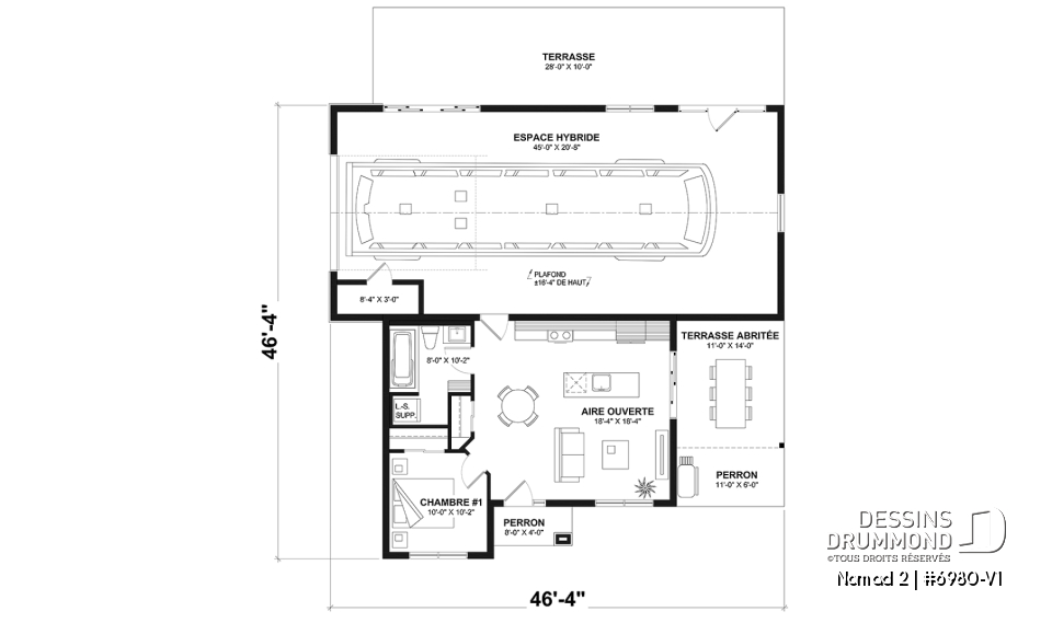 Rez-de-chaussée - Maison de style farmhouse avec garage VR attaché, et une option proposant un logement 2 chambres à étage - Nomad 2