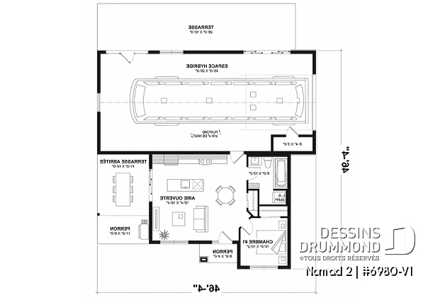 Rez-de-chaussée - Maison de style farmhouse avec garage VR attaché, et une option proposant un logement 2 chambres à étage - Nomad 2