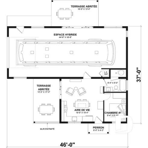 Rez-de-chaussée - Plan flexible: mini-maison 1 chambre avec garage attaché pour VR OU maison 3 chambres, 3 sdb, avec garage - Voyageur