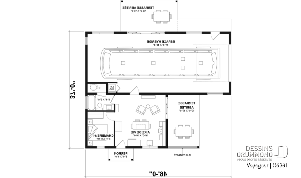 Rez-de-chaussée - Plan flexible: mini-maison 1 chambre avec garage attaché pour VR OU maison 3 chambres, 3 sdb, avec garage - Voyageur