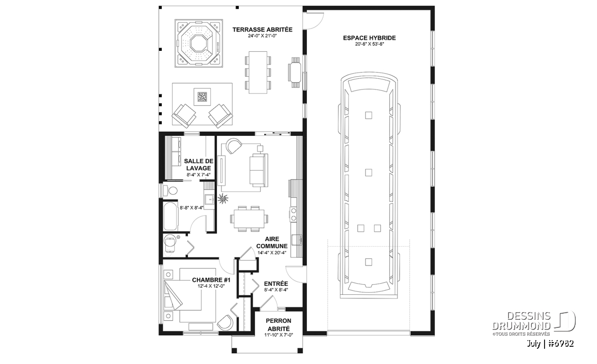 Rez-de-chaussée - Modèle de petite maison abordable, garage attaché pour VR et une chambre OU option sans garage avec 3 chambres - July