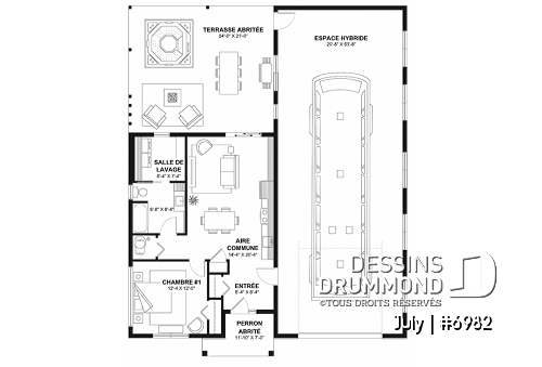 Rez-de-chaussée - Petite maison champêtre avec garage attaché pour VR, et une chambre OU option sans garage, avec 3 chambres - July