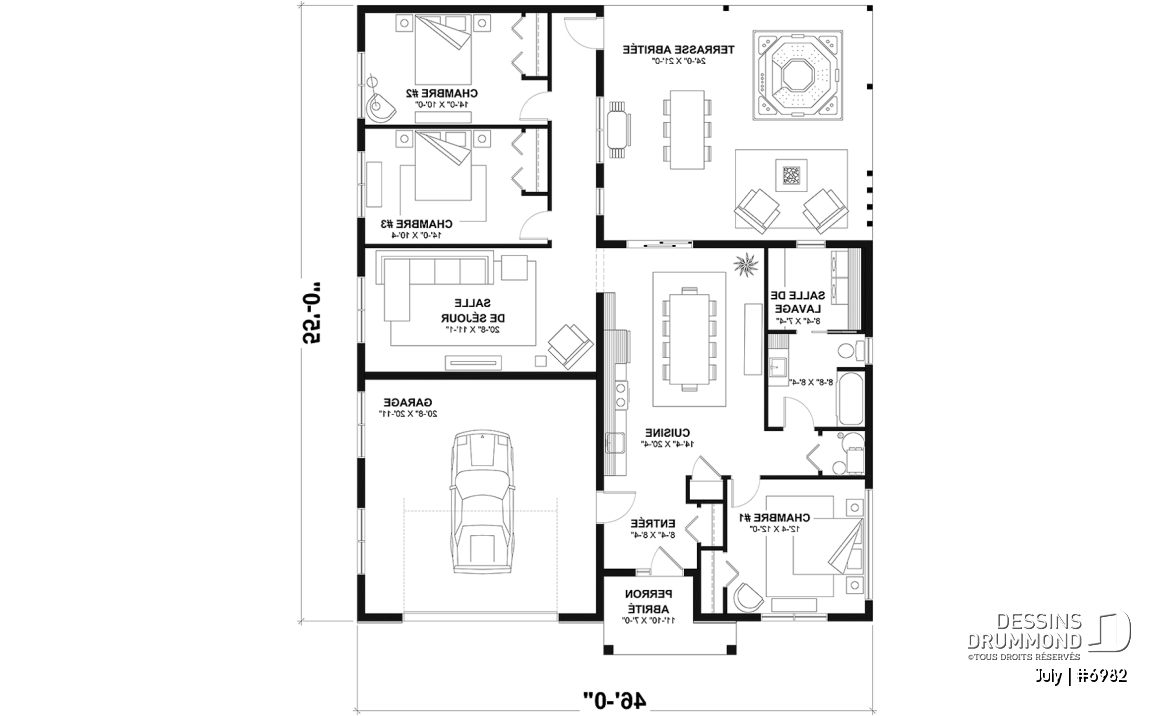 Rez-de-chaussée option 1 - Modèle de petite maison abordable, garage attaché pour VR et une chambre OU option sans garage avec 3 chambres - July