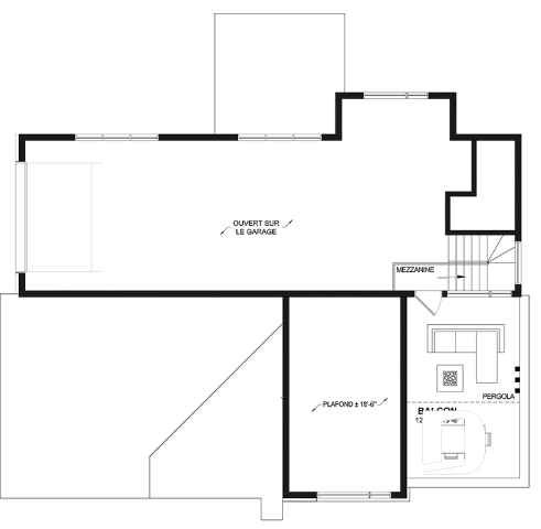 Étage - Plan de maison moderne une chambre avec garage attaché pour VR et option garage simple et quatre chambre - Eskal