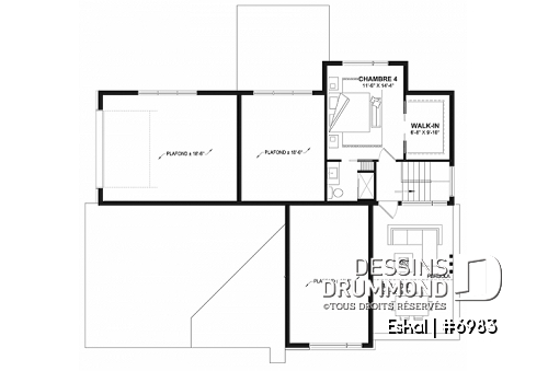 Étage option 1 - Plan de maison moderne une chambre avec garage attaché pour VR et option garage simple et quatre chambre - Eskal