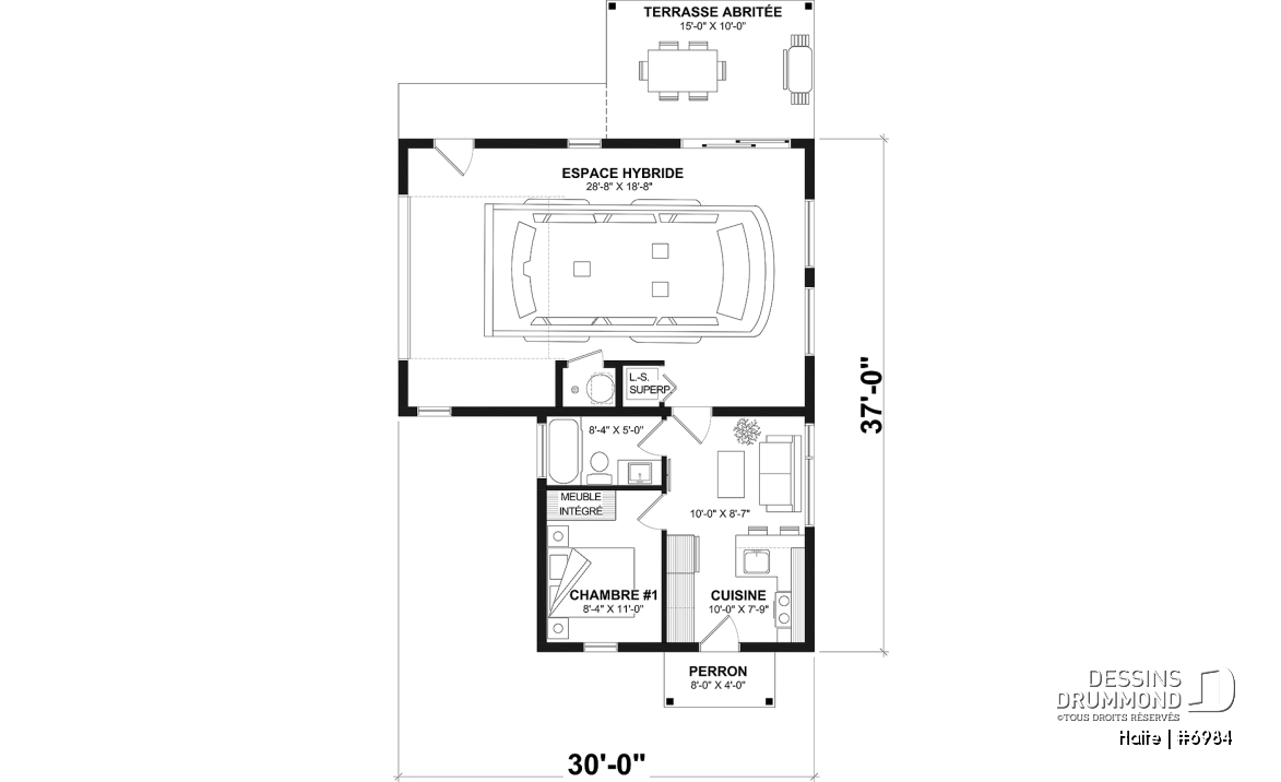 Rez-de-chaussée - Maison moderne cubique avec garage pour motorisé et plusieurs options d'aménagement intérieur - Halte