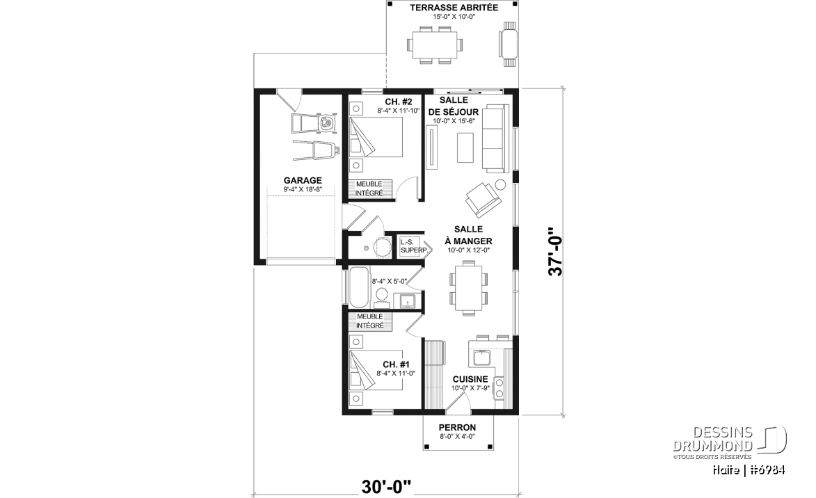 Rez-de-chaussée option 1 - Maison moderne cubique avec garage pour motorisé et plusieurs options d'aménagement intérieur - Halte
