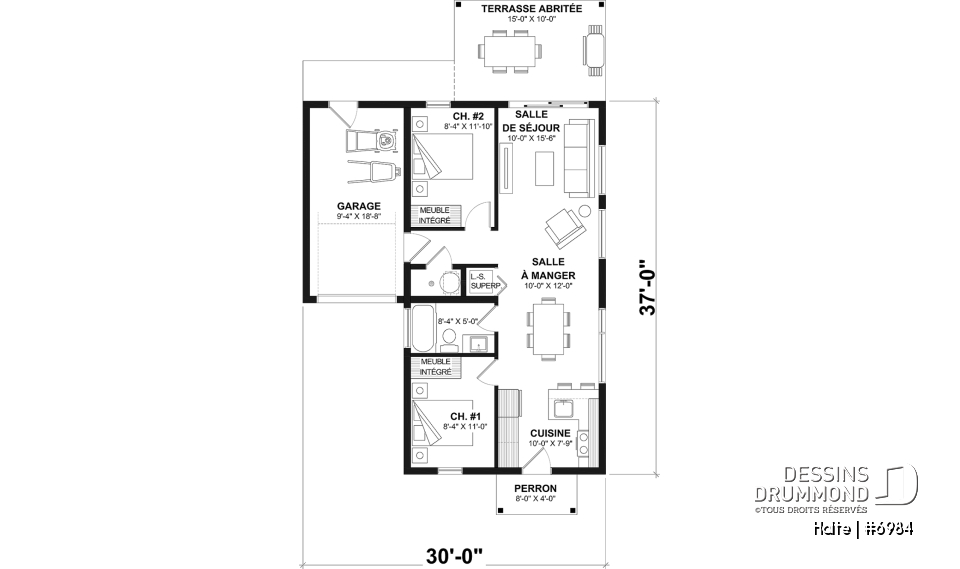 Rez-de-chaussée option 1 - Maison moderne cubique avec garage pour motorisé et plusieurs options d'aménagement intérieur - Halte