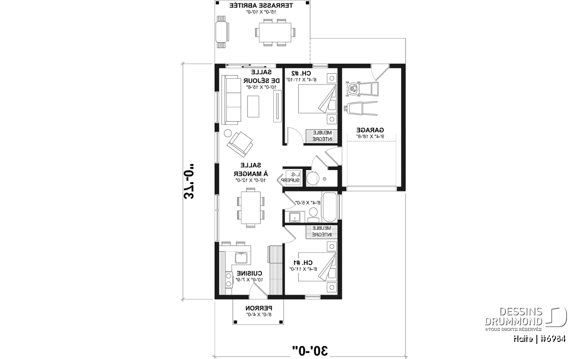 Rez-de-chaussée option 1 - Maison moderne cubique avec garage pour motorisé et plusieurs options d'aménagement intérieur - Halte