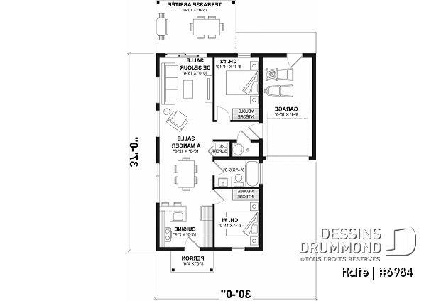 Rez-de-chaussée option 1 - Maison moderne cubique avec garage pour motorisé et plusieurs options d'aménagement intérieur - Halte