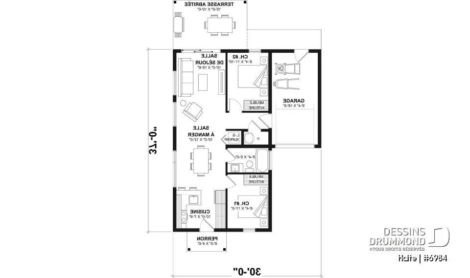 Rez-de-chaussée option 1 - Maison moderne cubique avec garage pour motorisé et plusieurs options d'aménagement intérieur - Halte