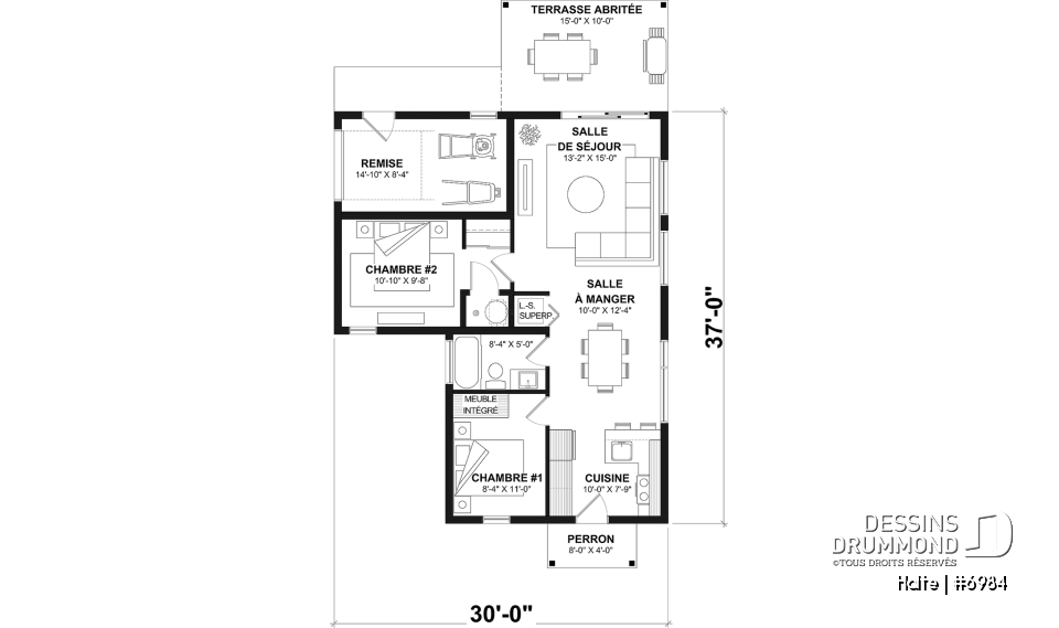 Rez-de-chaussée option 2 - Maison moderne cubique avec garage pour motorisé et plusieurs options d'aménagement intérieur - Halte
