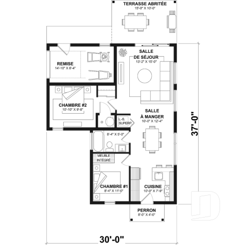 Rez-de-chaussée option 2 - Maison moderne cubique avec garage pour motorisé et plusieurs options d'aménagement intérieur - Halte