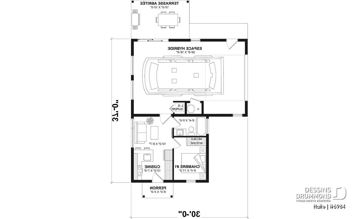 Rez-de-chaussée - Maison moderne cubique avec garage pour motorisé et plusieurs options d'aménagement intérieur - Halte