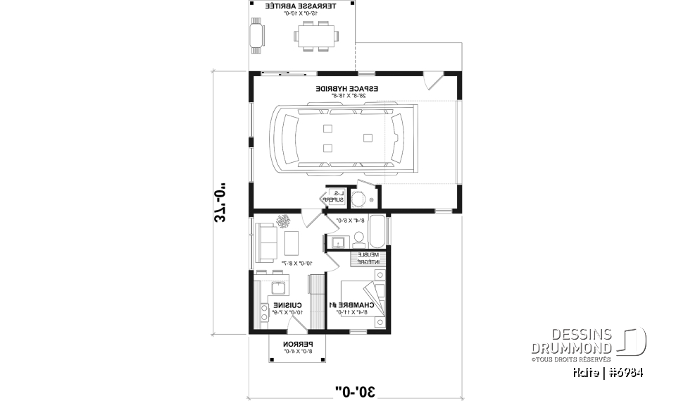 Rez-de-chaussée - Maison moderne cubique avec garage pour motorisé et plusieurs options d'aménagement intérieur - Halte