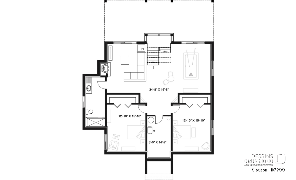Sous-sol - Plan de chalet 4 chambres, superbe terrasses arrière, 3 salles de bain, 2 foyers, garde-manger, buanderie - Gleason