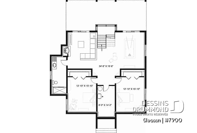 Sous-sol - Plan de chalet 4 chambres, superbe terrasses arrière, 3 salles de bain, 2 foyers, garde-manger, buanderie - Gleason