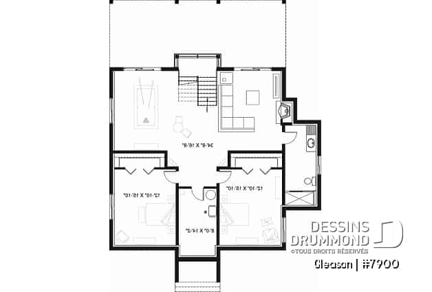 Sous-sol - Plan de chalet 4 chambres, superbe terrasses arrière, 3 salles de bain, 2 foyers, garde-manger, buanderie - Gleason