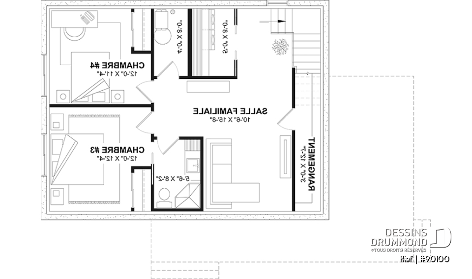 Sous-sol aménagé (Optionel $) - Plan éco-responsable petit chalet ou maison compacte, 2 à 4 chambres, cathédral, s-sol aménagé optionnel ($) - Kief