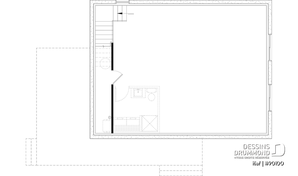 Sous-sol aménageable - Plan éco-responsable petit chalet ou maison compacte, 2 à 4 chambres, cathédral, s-sol aménagé optionnel ($) - Kief
