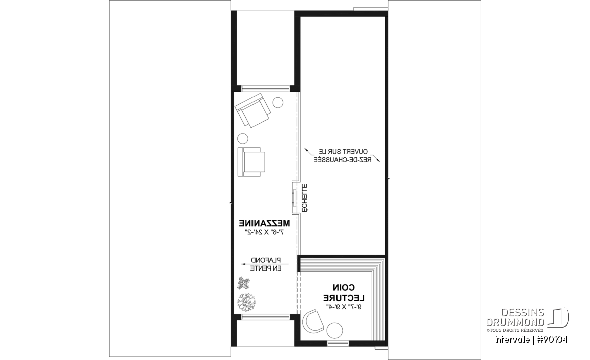Espace boni - Plan maison éco-responsable 1 à 4 chambres, bureau, foyer, mezzanine, vestiaire, s-sol aménagé optionnel ($) - Intervalle
