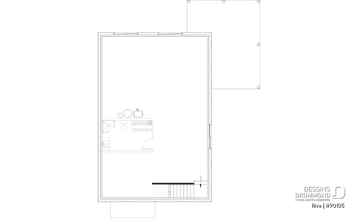 Sous-sol aménageable - Plan de petite maison scandinave éco-responsable, 1 à 4 chambres, bureau, finition sous-sol optionnel ($) - Rive