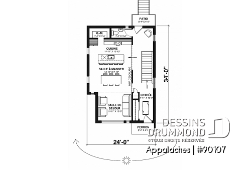 Rez-de-chaussée - Maison écologique, s-sol aménagé en 2 chambres, espace cuisine, salle à manger et salon au rez-de-chaussée - Appalaches