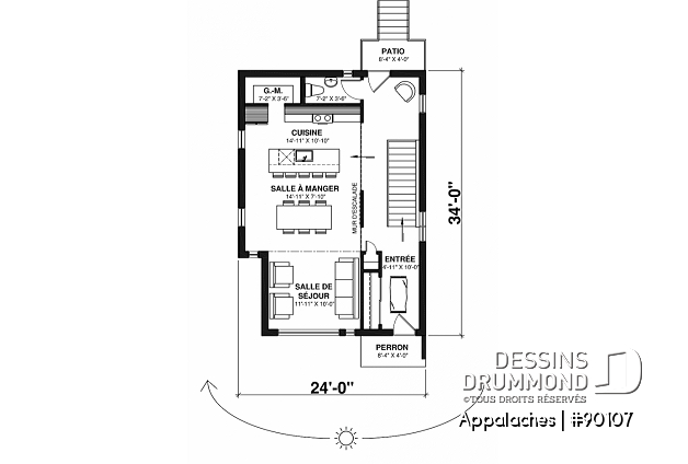 Rez-de-chaussée - Maison écologique, s-sol aménagé en 2 chambres, espace cuisine, salle à manger et salon au rez-de-chaussée - Appalaches