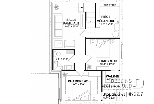 Sous-sol aménagé - Entrée de côté avec vue en façade, 1 à 3 chambres, grande galerie, buanderie au rdc - Appalaches