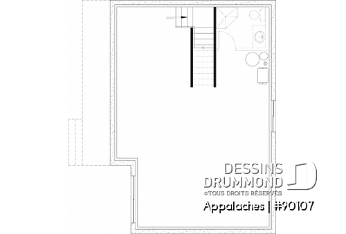 Sous-sol aménageable - Entrée de côté avec vue en façade, 1 à 3 chambres, grande galerie, buanderie au rdc - Appalaches