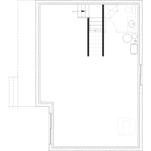 Sous-sol aménageable - Plan de chalet ou petite maison éco-responsable, 1 à 3 chambres, galerie abritée, s-sol aménagé optionnel ($) - Appalaches