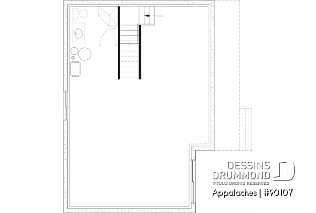 Sous-sol aménageable - Plan de chalet ou petite maison éco-responsable, 1 à 3 chambres, galerie abritée, s-sol aménagé optionnel ($) - Appalaches