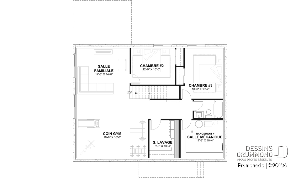 Sous-sol aménagé - Plan de maison éco-responsable, 1 à 3 chambres + bureau, sous-sol aménagé (optionel $) - Promenade