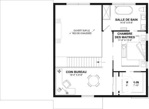 Étage - Plan de maison éco-responsable avec superbe chambre des parents à l'étage, grand bureau, serre et garage - Cime