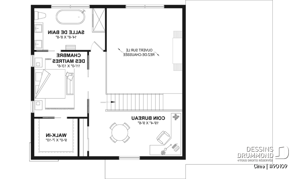 Étage - Plan de maison éco-responsable avec superbe chambre des parents à l'étage, grand bureau, serre et garage - Cime